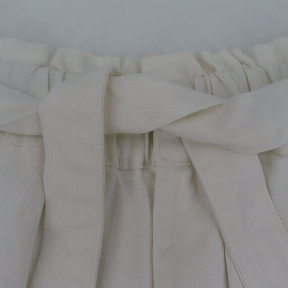 Draper James Womens Small Paperbag White Denim Shorts Waist Tie Cotton Blend NEW - Picture 3 of 9